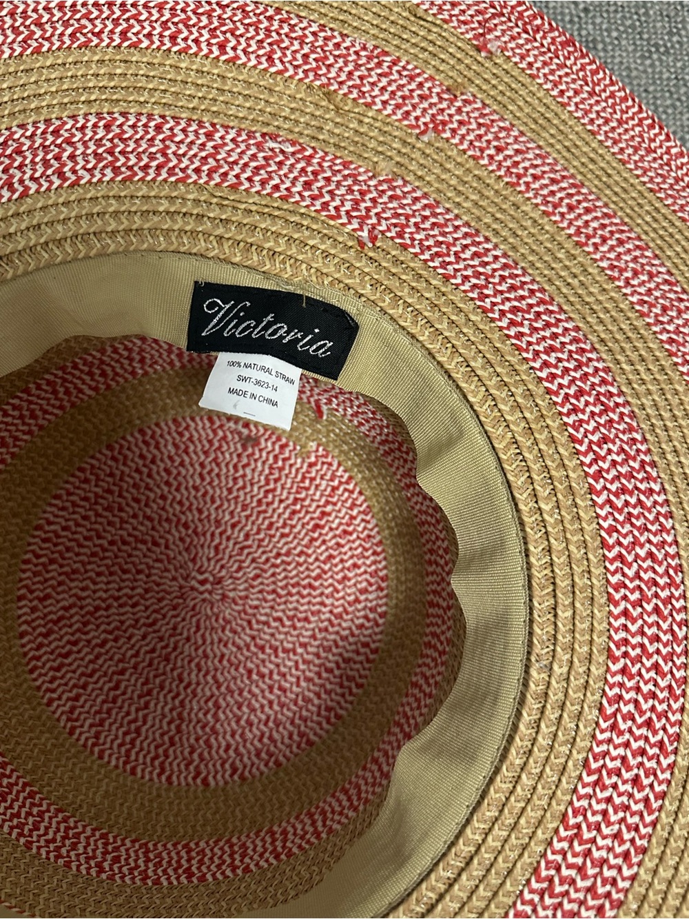 Striped Wide-Brim Straw Sun Hat in Pink and Natural - Picture 2 of 2